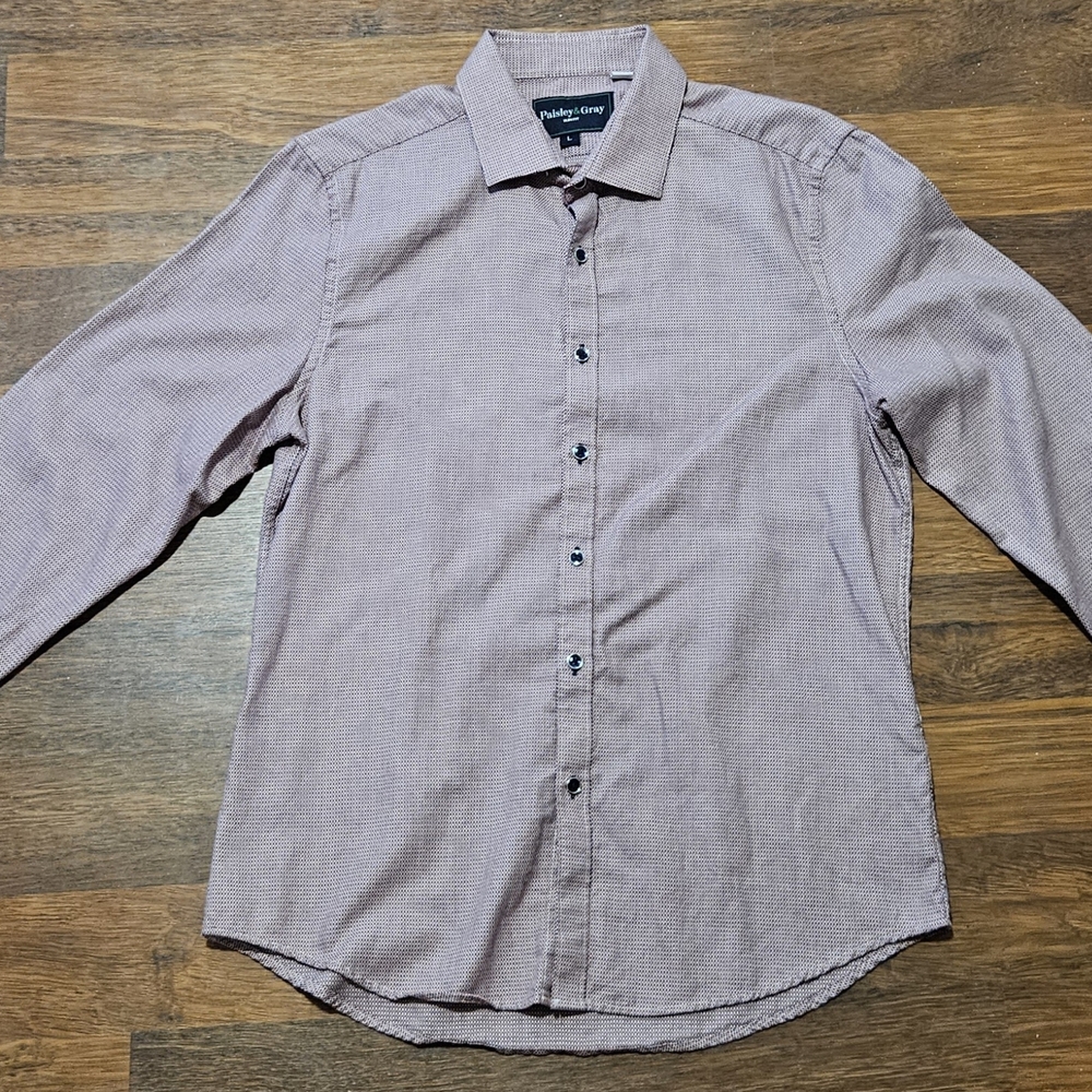 PAISLEY & GRAY mens slim-fit dress shirt SIZE LARGE COLOR BURGUNDY LL12